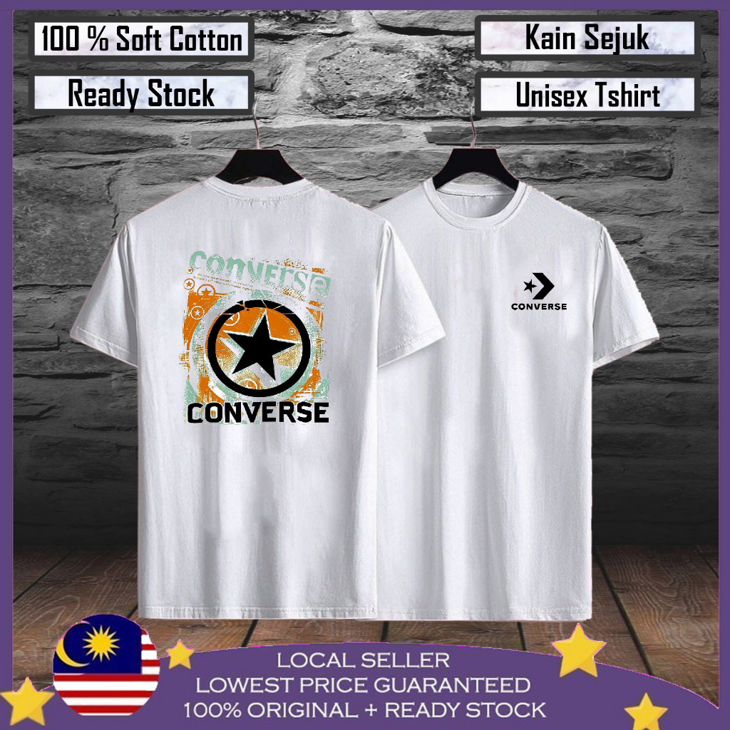 Premium CottonOrange Converse Baju T shirt Lelaki 100% Cotton Men T shirt Baju Viral Lelaki Baju Perempuan