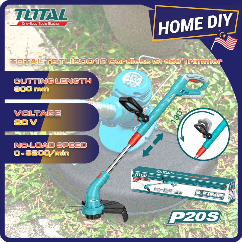 Total 20V Li-ion Cordless Grass Trimmer TGTLI20018 / Grass Cutter / Mini Lawnmower / Mesin Potong Rumput