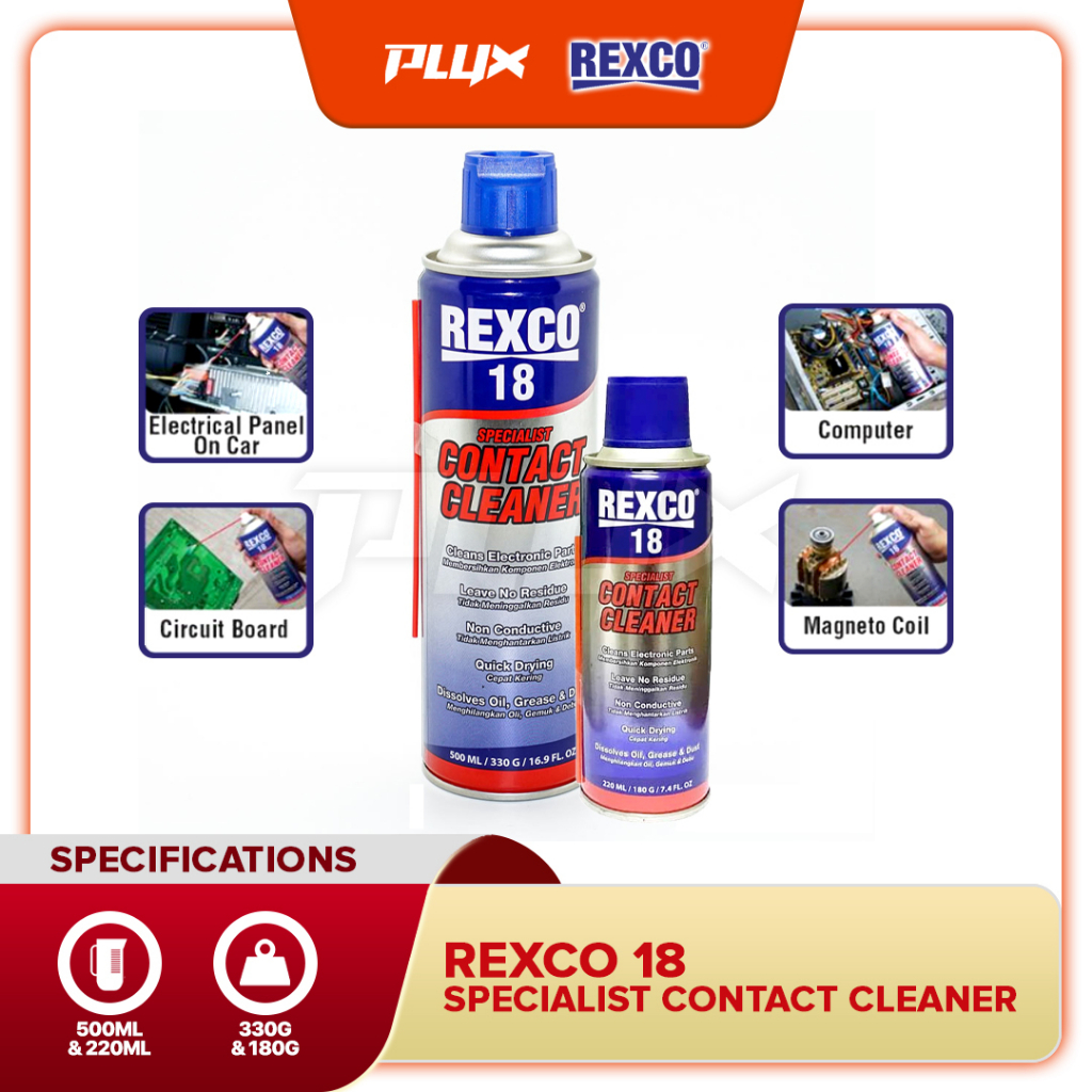 REXCO 18 Specialist Contact Cleaner Lubricant Pembersih Elektrik Dan ...