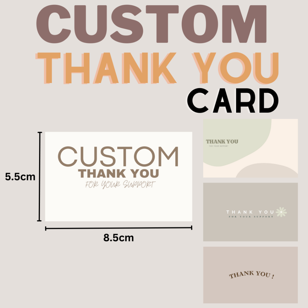 CUSTOM OWN DESIGN Thank You Card / Business Kad Terima Kasih Colours Minimalist Ready Stock