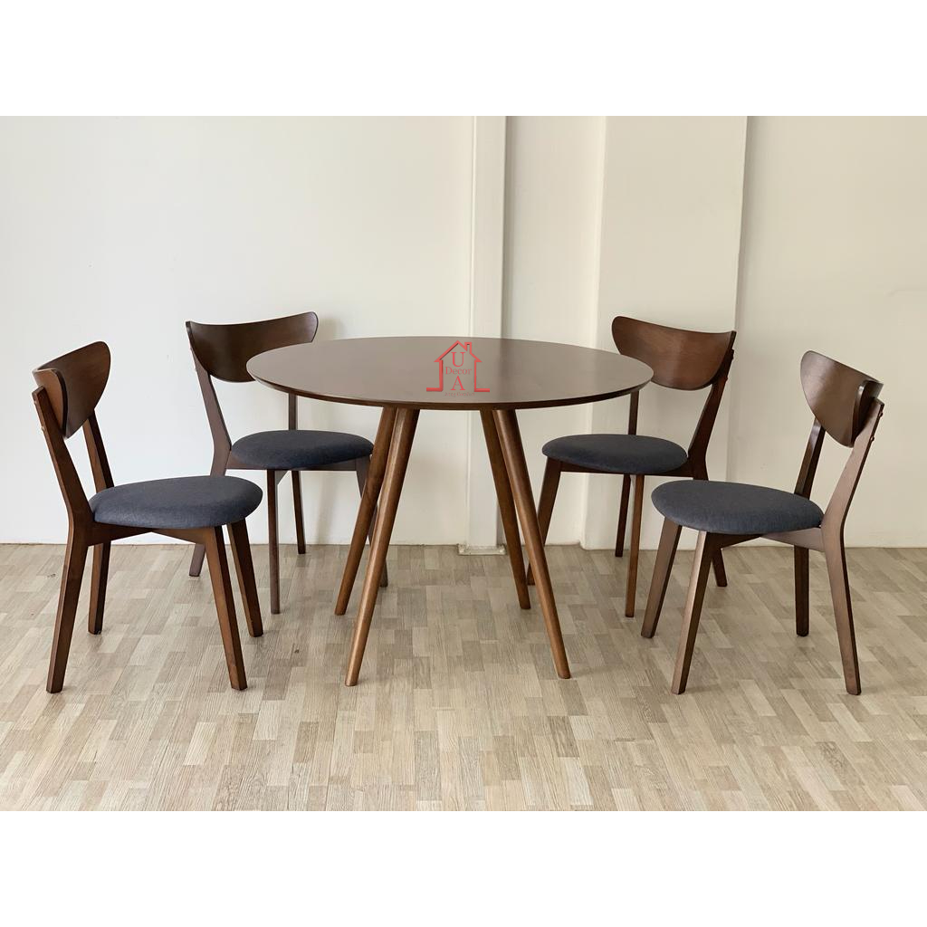 GF X2 Wooden round table dining set with 4 chairs / meja makan | Shopee Malaysia