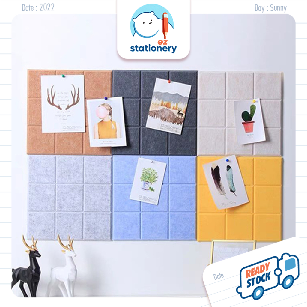 Ready Stock Memo Notice Board Nordic Photo Wall Decor Message Note Papan Notis Soft Felt Square Notice Board 方格留言板