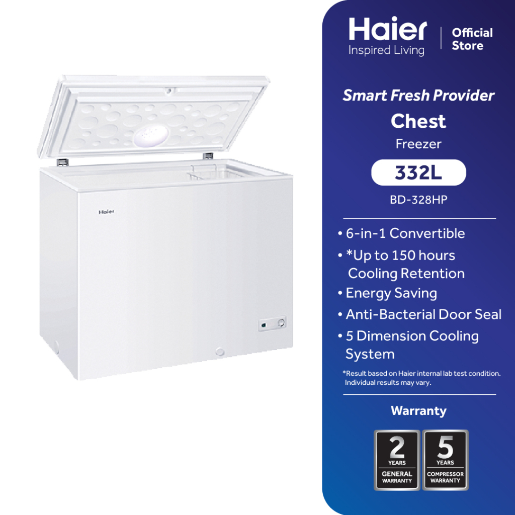 Haier 319L Chest Freezer 6in 1 Convertible Freezer Fridge