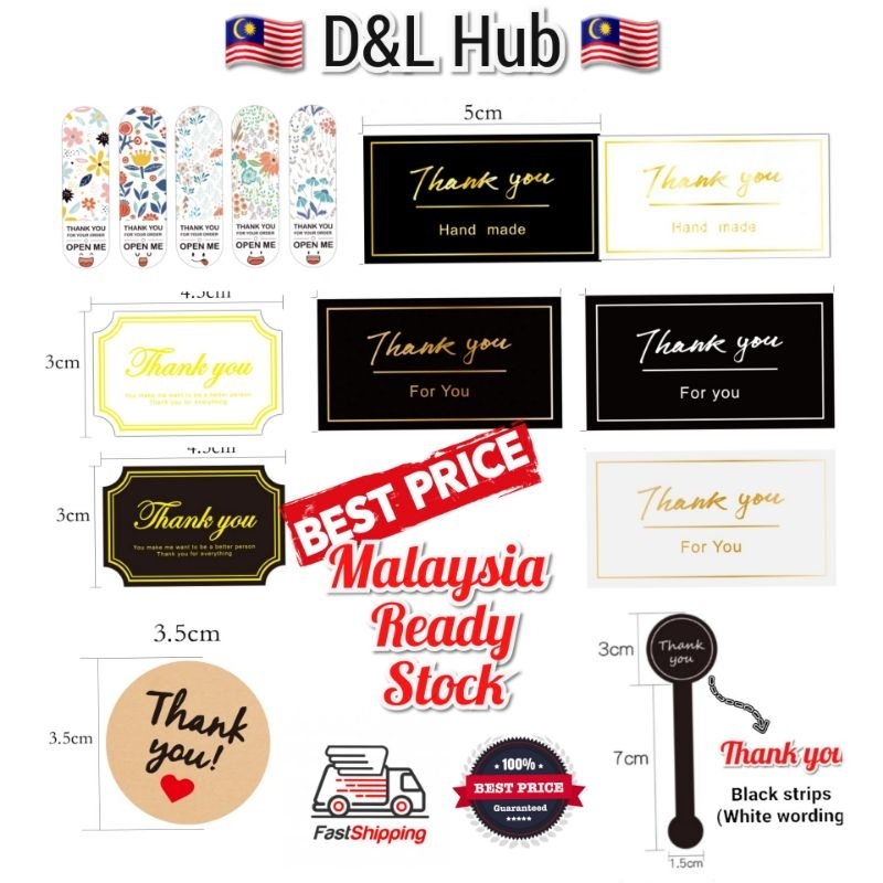 Thank you stickers for packing,Pelekat buatan tangan, hand made, nice day. doorgift