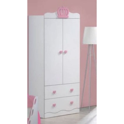 Open DOOR ( 2 DOORS) WARDROBE in PINK / BLUE Crown Logo, Children's Bedroom Series Collection, EXPORT Edition!!