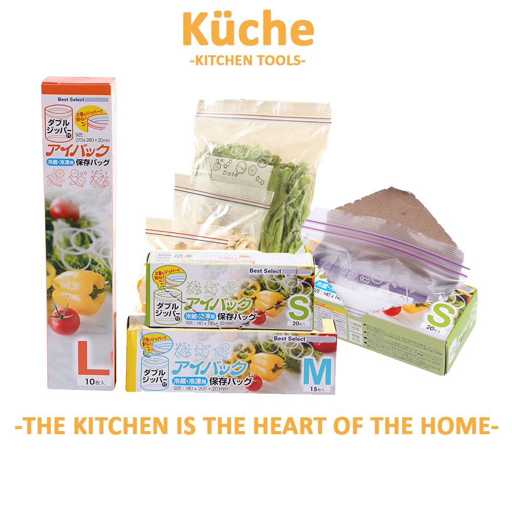 KUCHE Double Zipper Reusable Ziplock Pouch Plastic Transparent PE Poly Bags Fresh Food Storage Bag