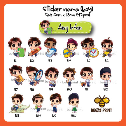 Sticker nama sekolah rendah lelaki 40pcs | Shopee Malaysia