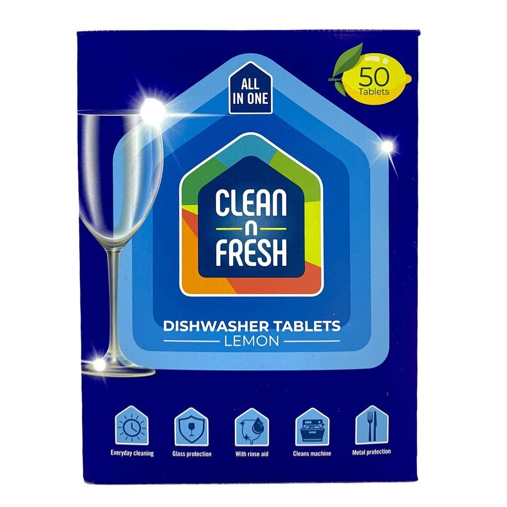 50pcs CLEAN AND FRESH ALL IN ONE Dishwasher Tablets Lemon 50 Pcs Clean N Fresh All In One (Ready Stock)