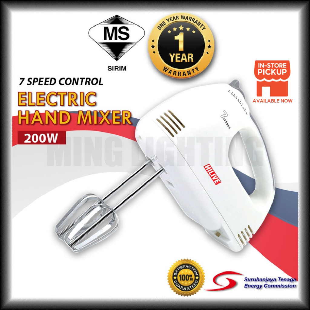 [SIRIM]HILIVE Electrical Hand Mixer Pengadun Telur Baking Electric Beater Egg Whisk Cake Biscuit Cream Kream Dough Maker