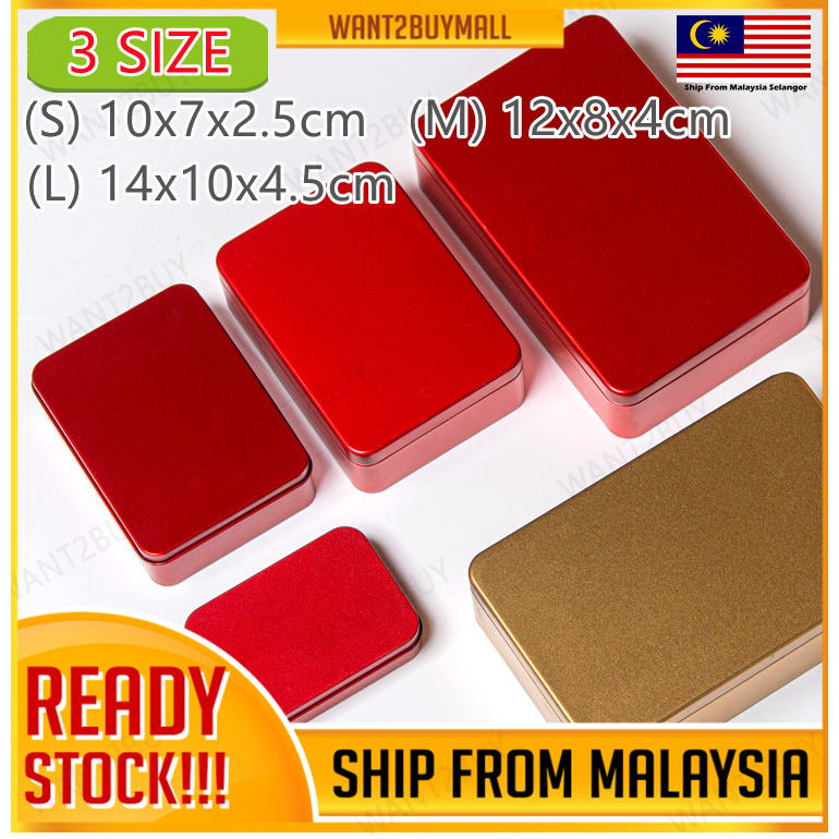 3 Size Rectangle Empty Candy Metal Tin Box Flip Storage Box Case Money Coin Candy Key Survival Kit Bekas Kotak Kahwin