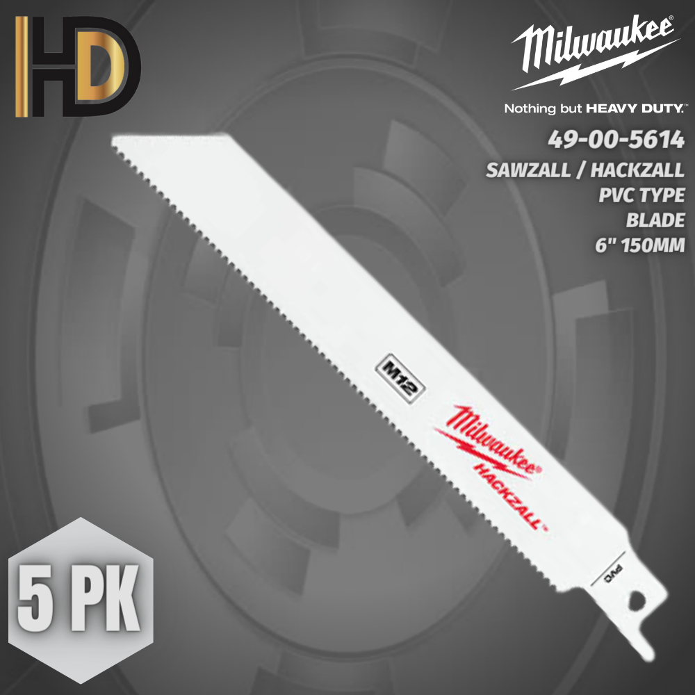 Milwaukee Sawzall Hackzall PVC Blade / 5 Pcs Per Pack / 49005614