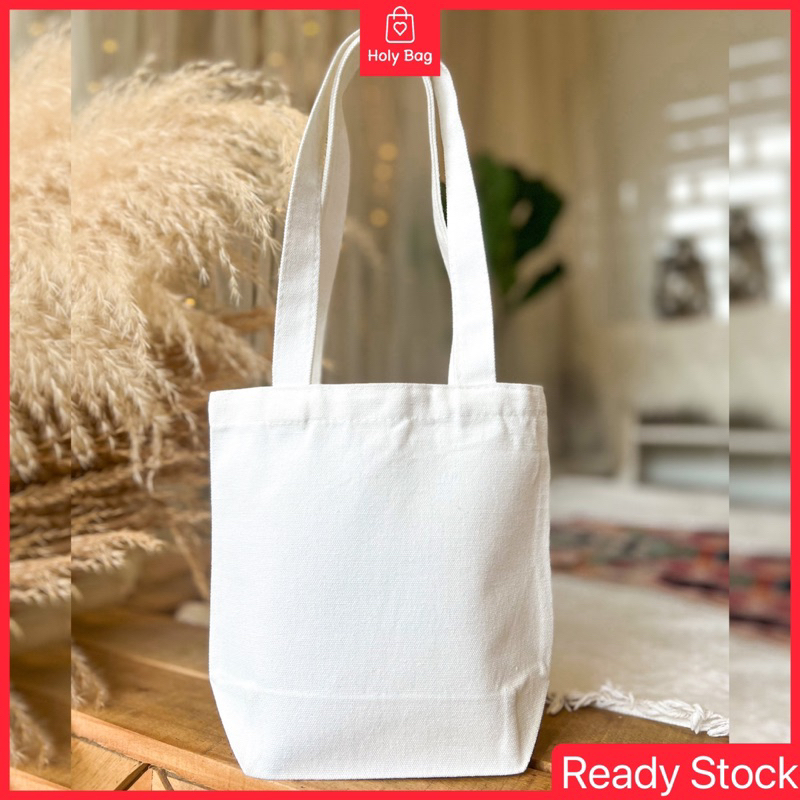 [ 21 x 15 x 8cm ] 12oz Plain Mini Canvas Bag Lunch Box Bag Plain Cotton