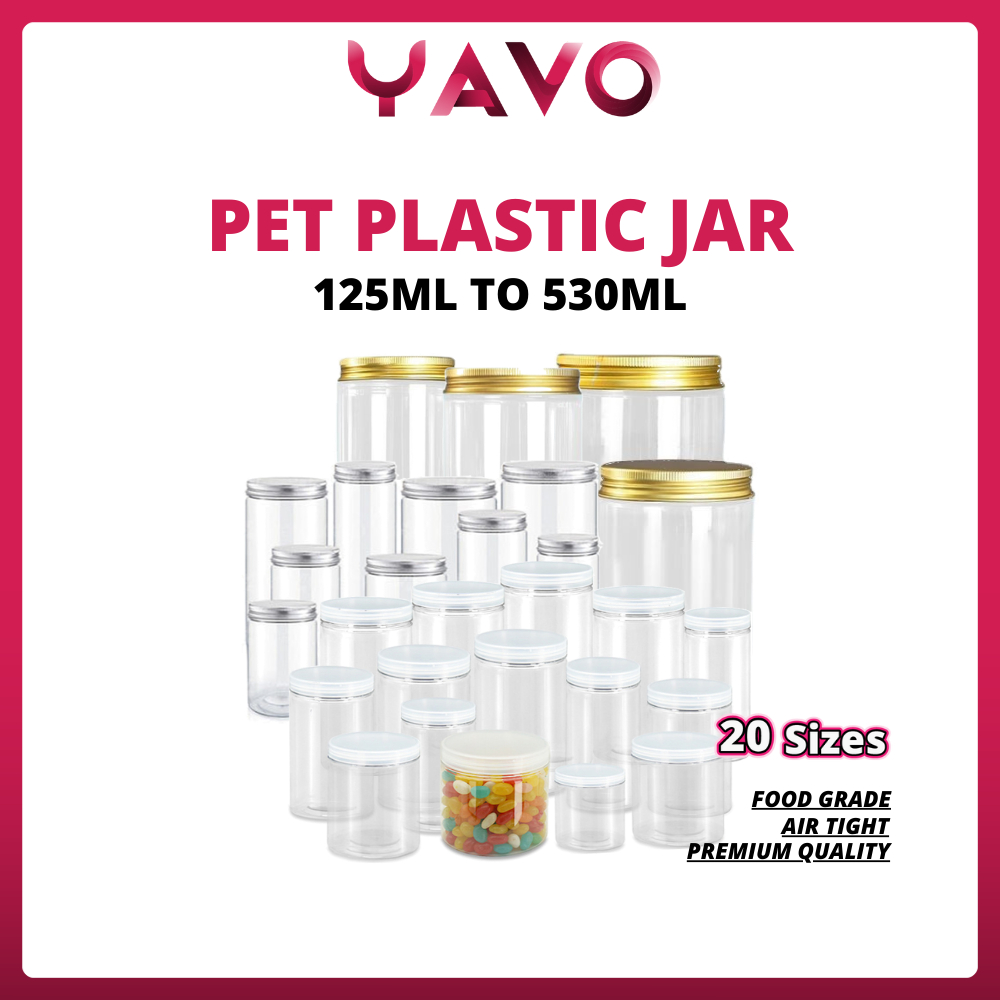 YAVO PET Plastic Jar balang bottle jar cookies jar bottle honey jar food jar biscuit jar packing sealing container