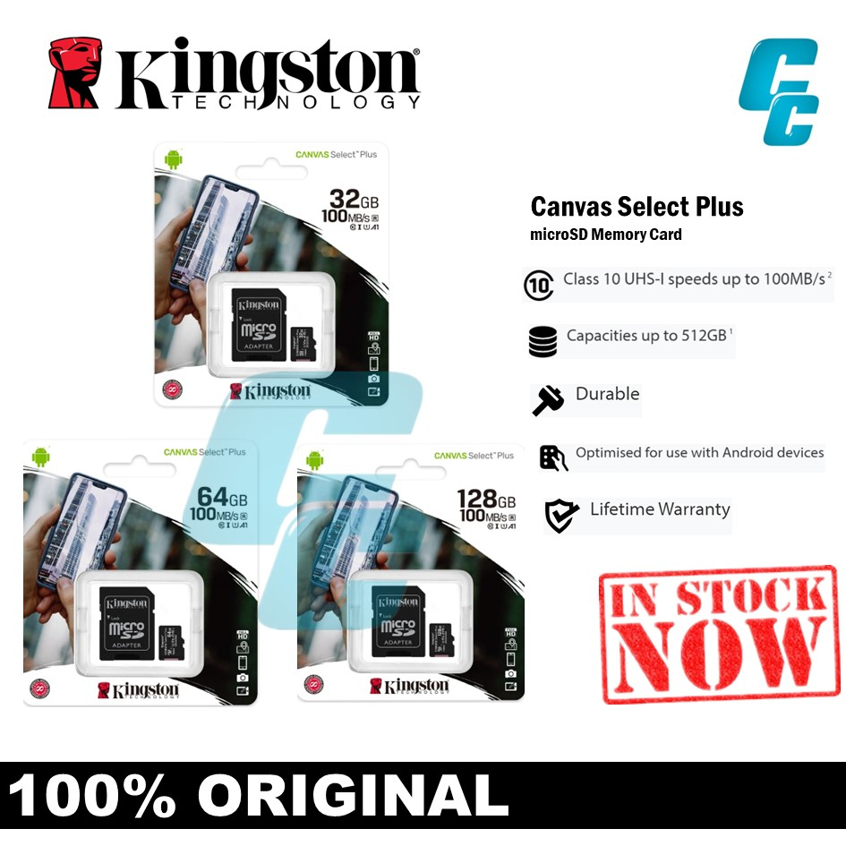 Kingston Canvas Select Plus MicroSD 100MB/s Class 10 UHSI Card SDCS2