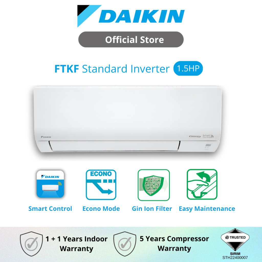 DAIKIN Standard Inverter Air Conditioner FTKF R32 (1.5HP) FTKF35B