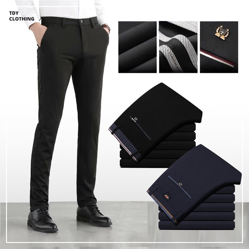 Ready Stock??Men's Formal Pants Office Slim Fit Black Long Trousers korean Casual Pant Plus Size seluar slack lelaki