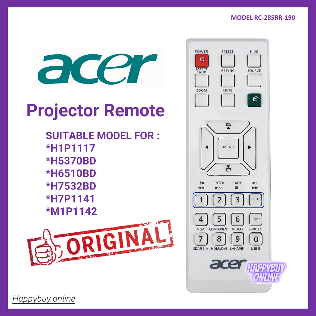 Acer Projector Remote Control RC285RR Acer Projektor Projectors Remote