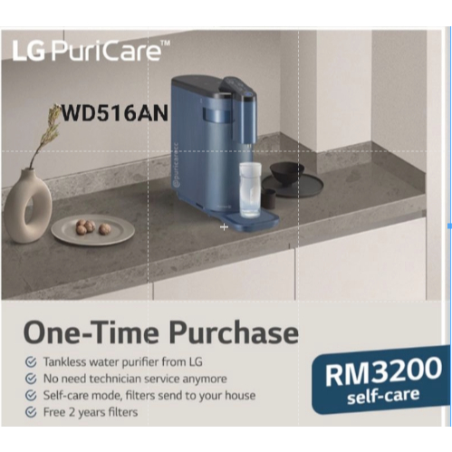 LG PuriCare WD516AN Tankless Water Purifier with 4 stages Filtration, Hot Cold Ambient Water Mode Free 2 Years Careship