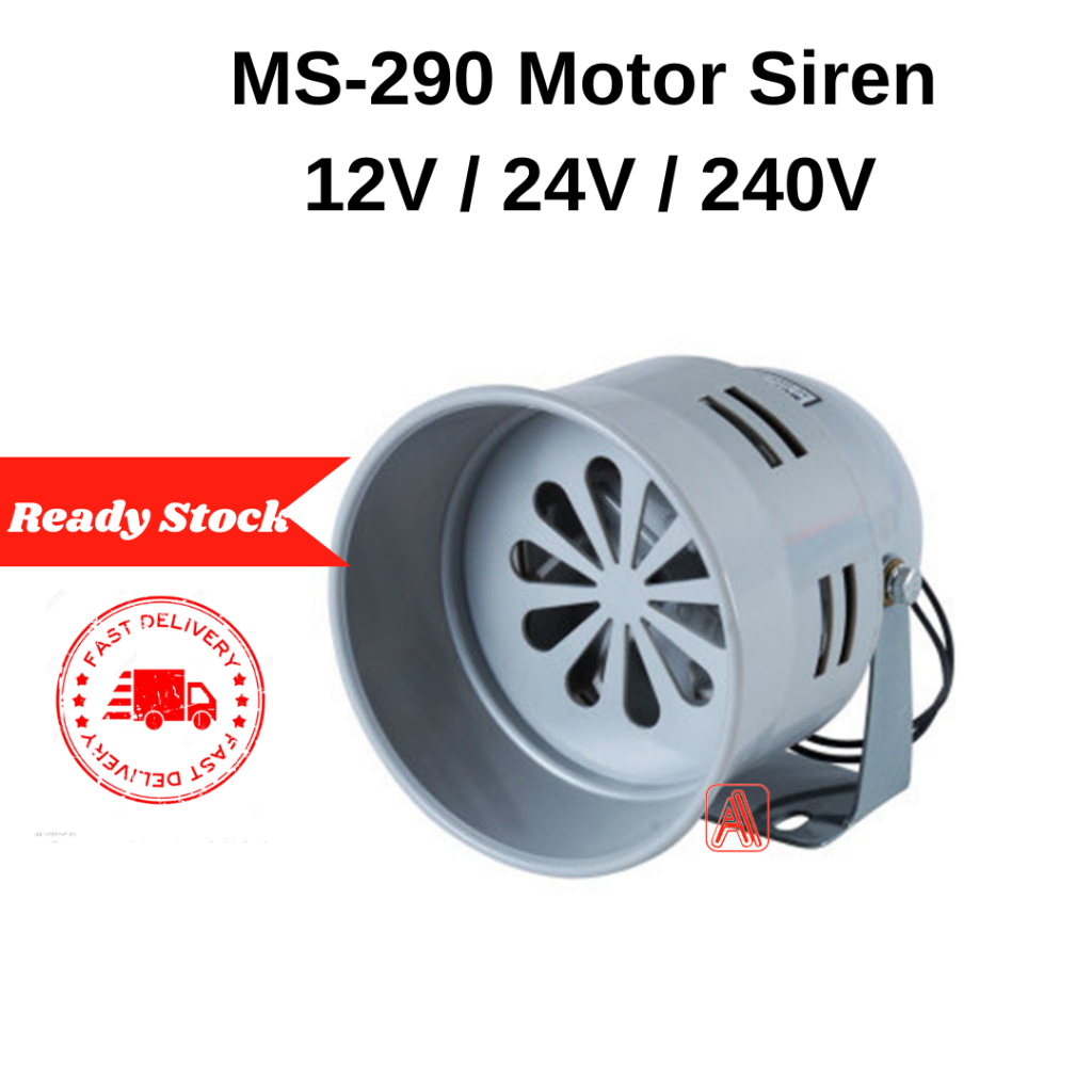 MS-290 (Metal) 5" Motor Siren Warning Alarm 12VDC / 24VDC / 240VAC ...