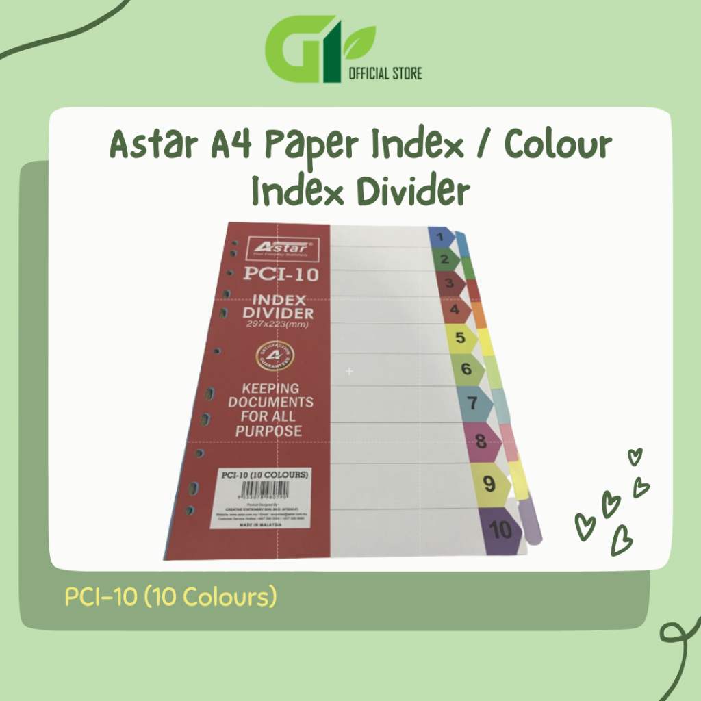 [GY Office] Astar A4 Paper Index/Colour Index Divider PCI10 (10