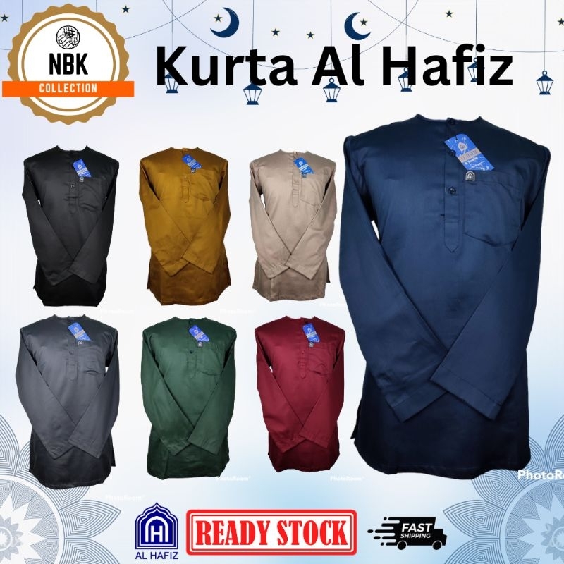 KURTA LELAKI Baju Raya 2025 DEWASA TANPA KOLAR KAIN COTTON Lengan Panjang by Al Hafiz