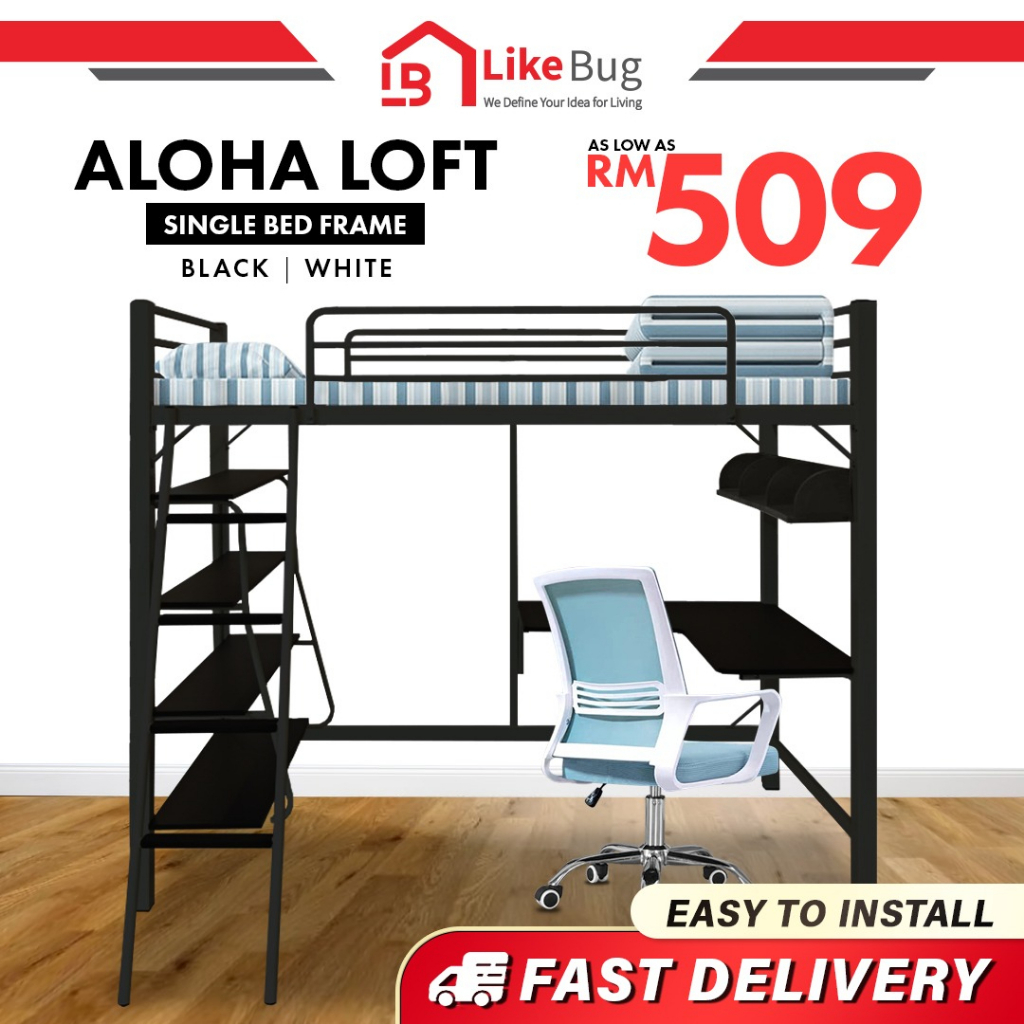 Like Bug Dormitory ALOHA Metal Bed Frame with table Double Decker Bunk
