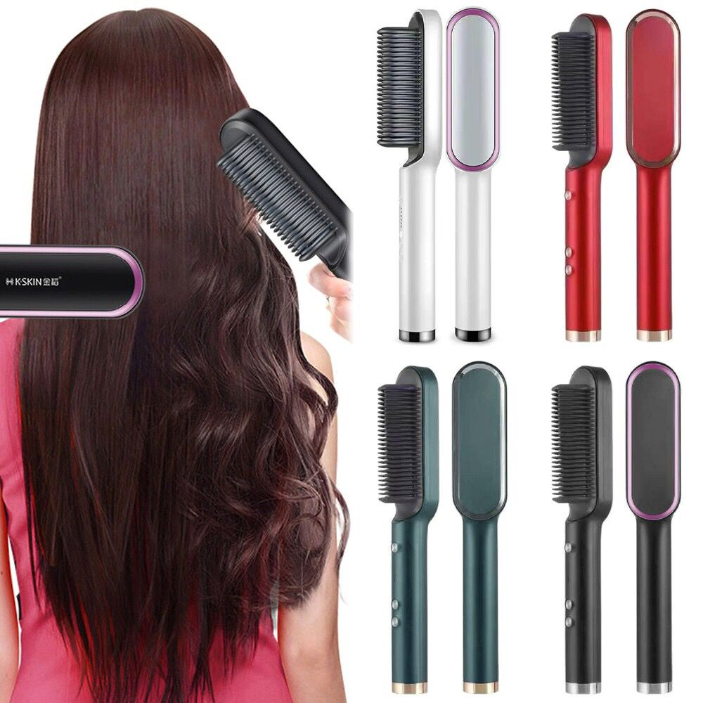 Electric Hair Comb Straightener Anti Scald Heating Temperature Reduce Frizz Styling Tool DIY Home Curler Straight 直发梳