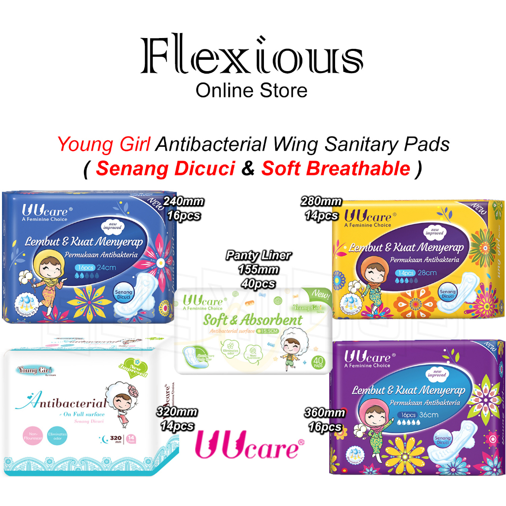 *UUCARE* Young Girl Senang Dicuci Antibacterial Wing Sanitary Pads