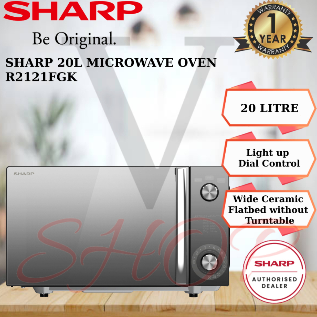 SHARP 20L MECHANICAL DIAL FLATBED MICROWAVE R2121FGK