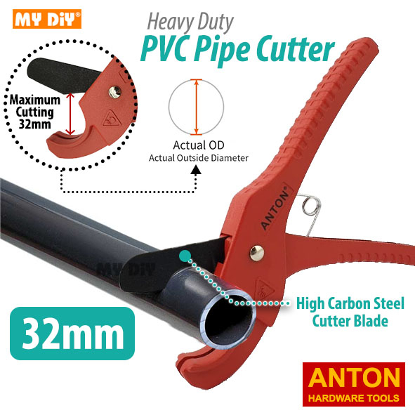 ANTON Pvc Pipe Cutter 32mm Heavy Duty Speed Cut Aluminium Alloy Body Poly Pipe Cutter