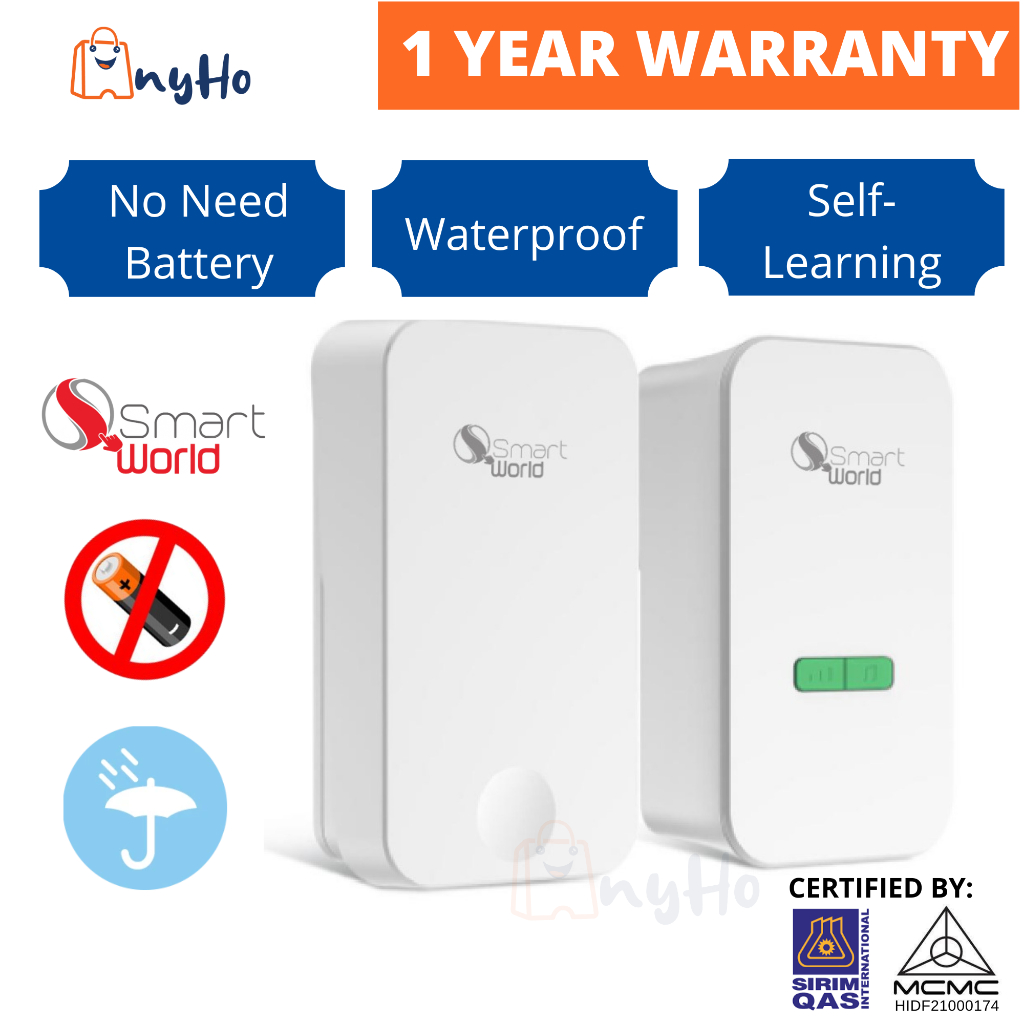 Wireless DoorBell No Battery Needed Waterproof Door bell Kinetic Doorbell Loceng Pintu Rumah 防水无线门铃