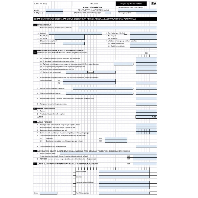 EA Form / CP58 / CP8D (excel copy) Shopee Malaysia