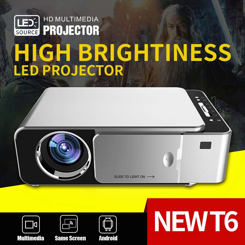 Mini Projector Android lcd projector mini Audio Speaker 投影機 1080P tv youtube home theater projector mirroring T6 投影仪 4k