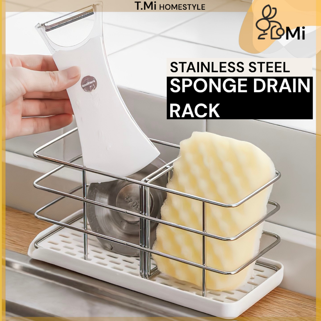 TMi Kitchen Brush Holder Drying Sponge Tray Drain Rack Storage Shelf