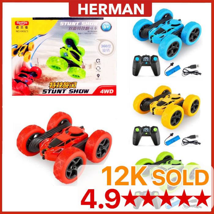 HERMAN 360° Flips Double Sided Rotating Vehicles 4WD 2.4GHz Electric Race Stunt RC Cars Remote Control Car Toy