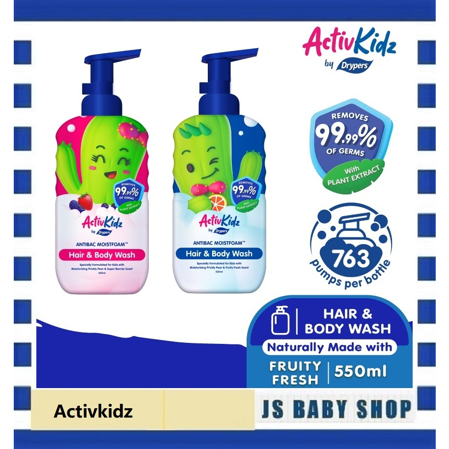 Activkidz by Drypers Hair and Body Wash AntiBac Moistfoam Super