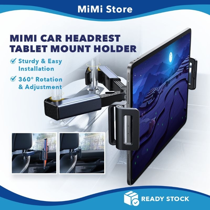 MiMi Q1 Car Headrest Tablet Tab Phone Holder 360 Rotation Car Back Seat Mount Phone Stand Holder Accessories Kereta