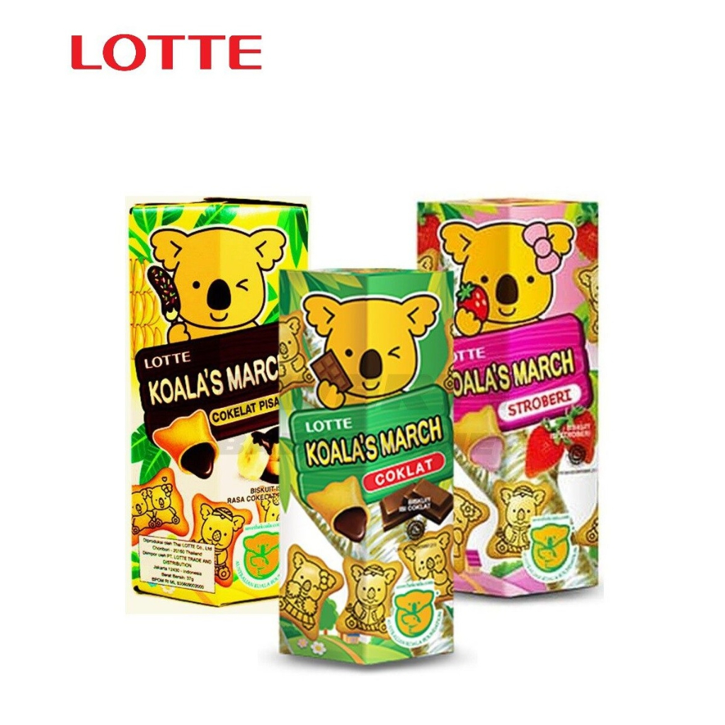 Lotte Koala March Strawberry & Milk or Chocolate Cookies 48g | Made in ...