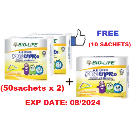 BIO-LIFE A.B. JUNIOR PRE & PRO POWDER SACHET 2.3G 55S X 2 (EXP08/2024 ...