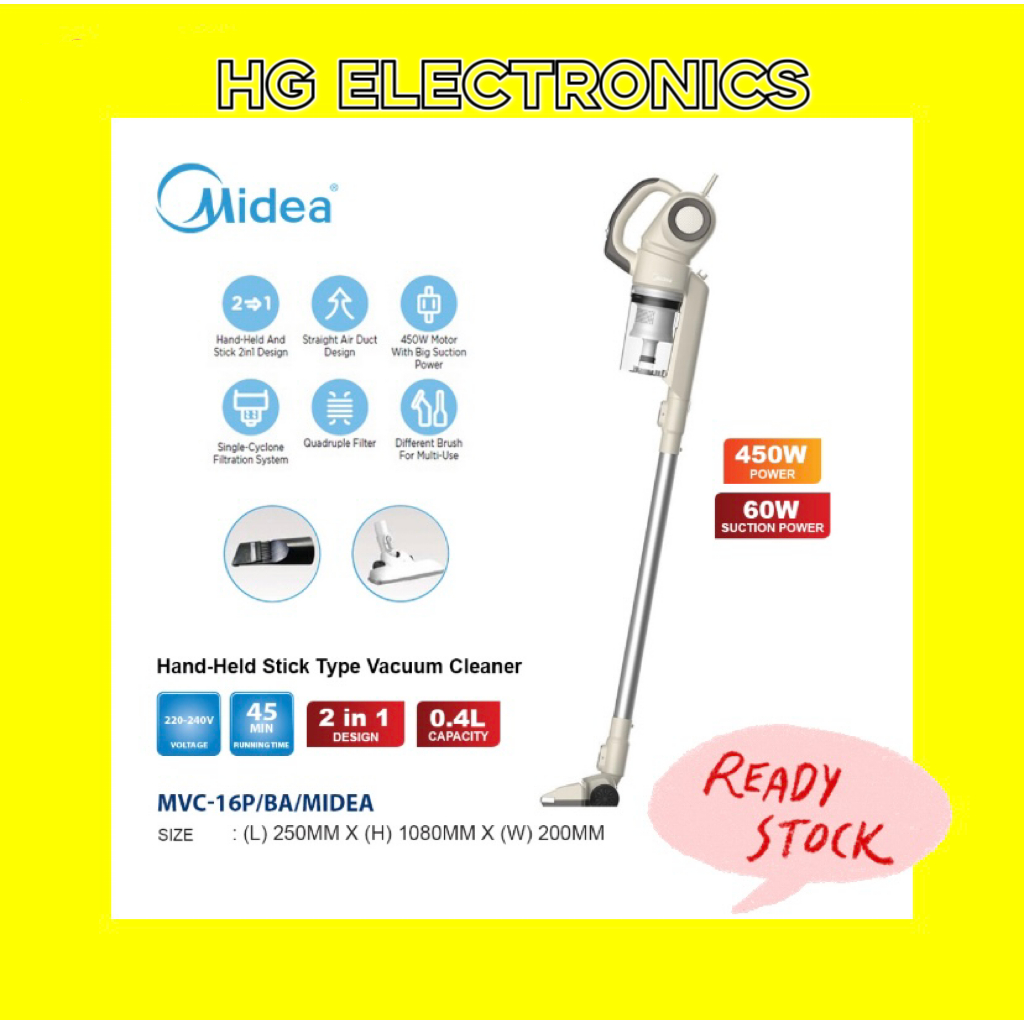 Midea HandHeld Stick Type Vacuum Cleaner MVC16P Shopee Malaysia