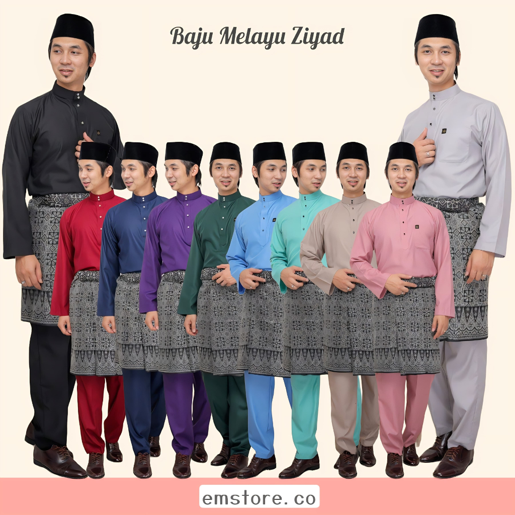 Baju Melayu Lelaki Dewasa Premium Cotton Regular Fit Baju Melayu Cekak Musang Kolar Ziyad Baju 