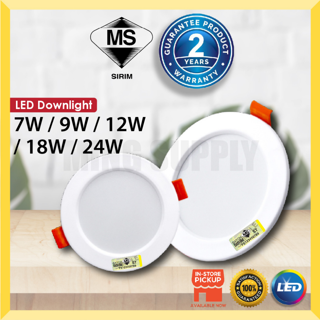 [Sirim] LED Downlight 12W 18W 7W 24W Round 4" 6'' 3" 8" Recessed Down Light Daylight Ceiling Room 筒灯 白灯[2 Year Warranty]