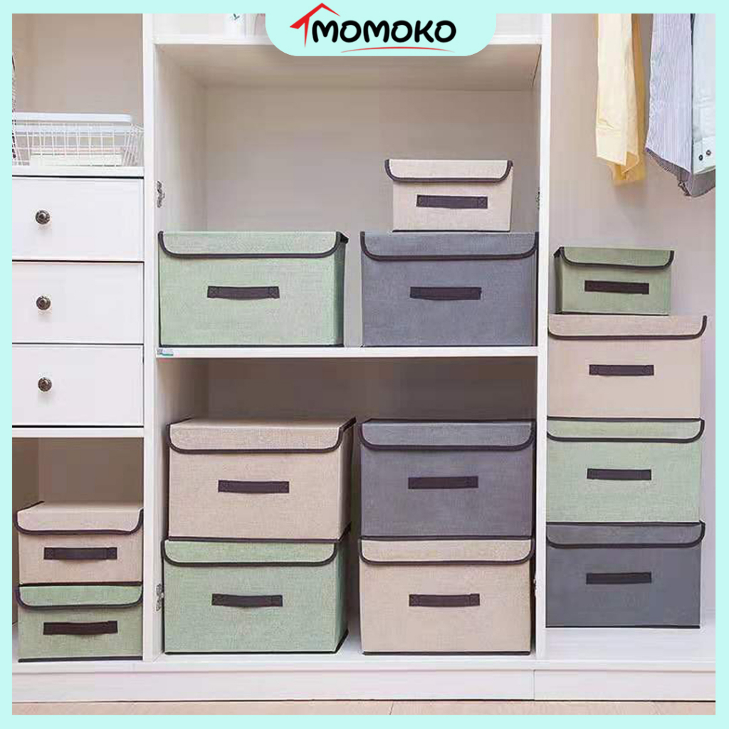 2 IN 1 Storage Box Foldable Clothes Organizer Box Storage Basket With Cover Kotak Simpan Barang kotak Simpan Baju 收纳箱