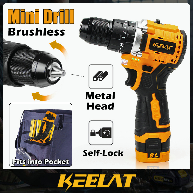 KEELAT Cordless Drill Set Brushless Drill Impact Drill Bigger Heavier