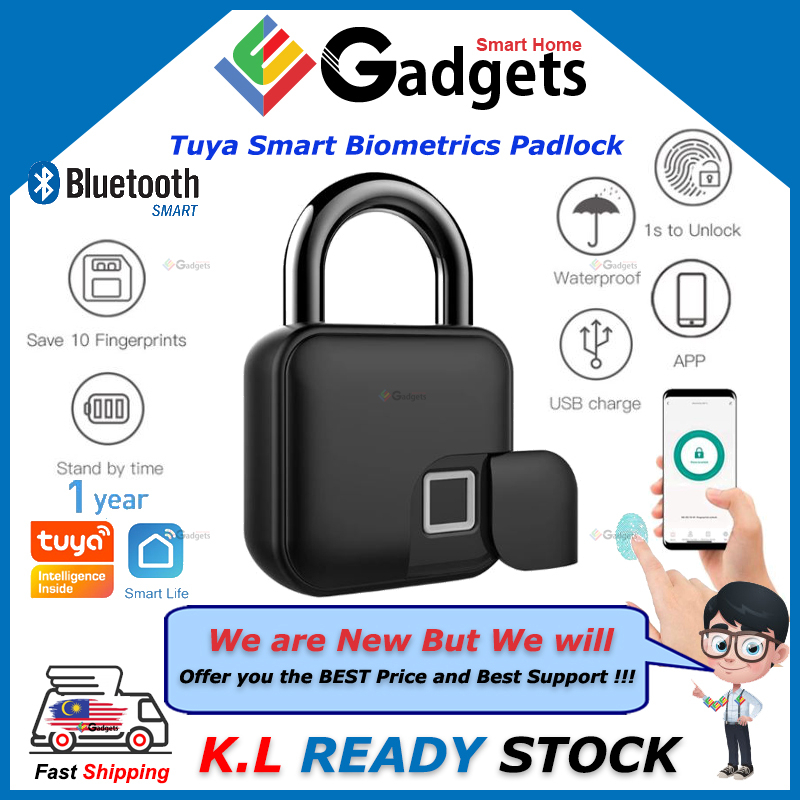 Tuya Smart Bluetooth Fingerprint Biometric Padlock Security Home Door Luggage Lock Keyless Wireless Waterproof Phone APP