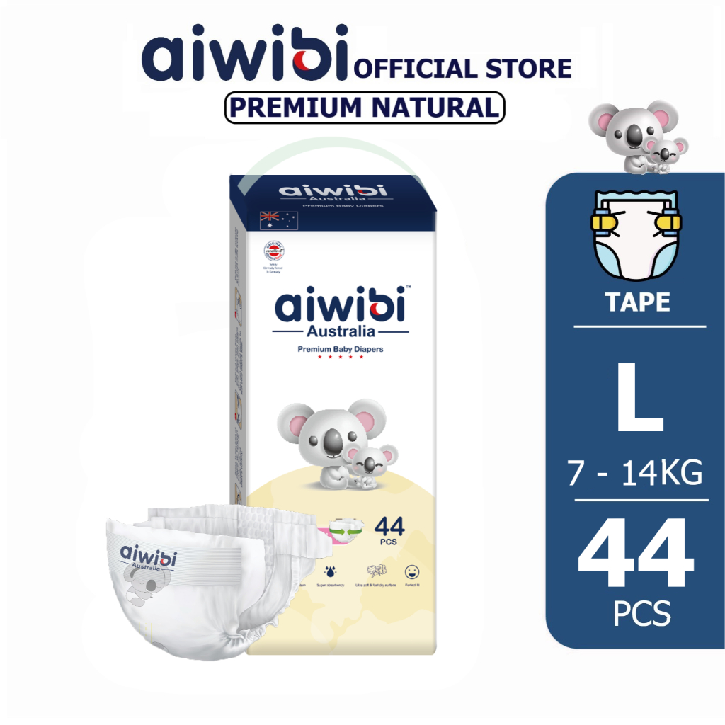 Aiwibi Premium Natural Diapers Tape Pants - S/M/L/XL/XXL (1's X Packs ...