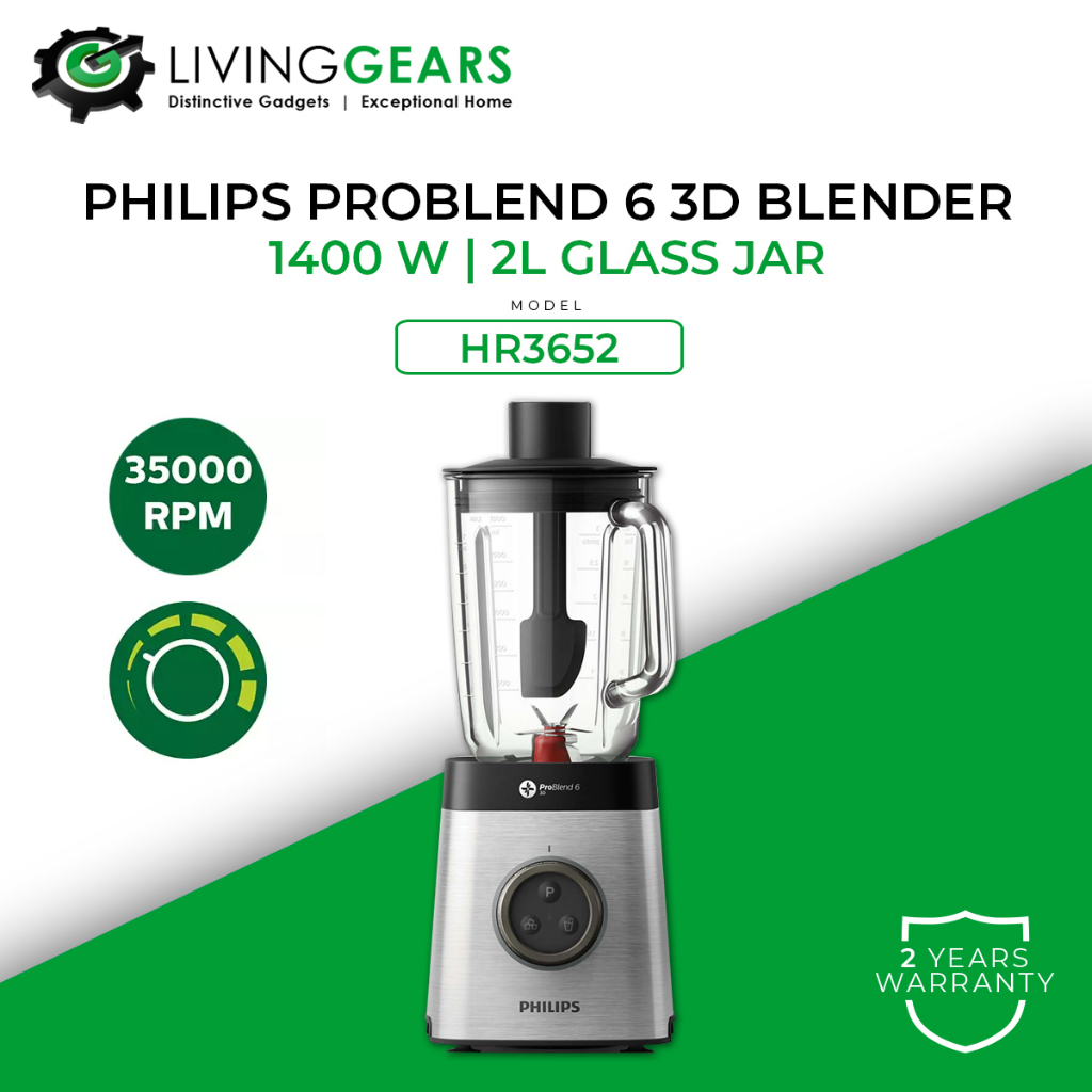 Philips Avance Collection 2L Glass Jar Blender HR3652 (HR3652/01 ...