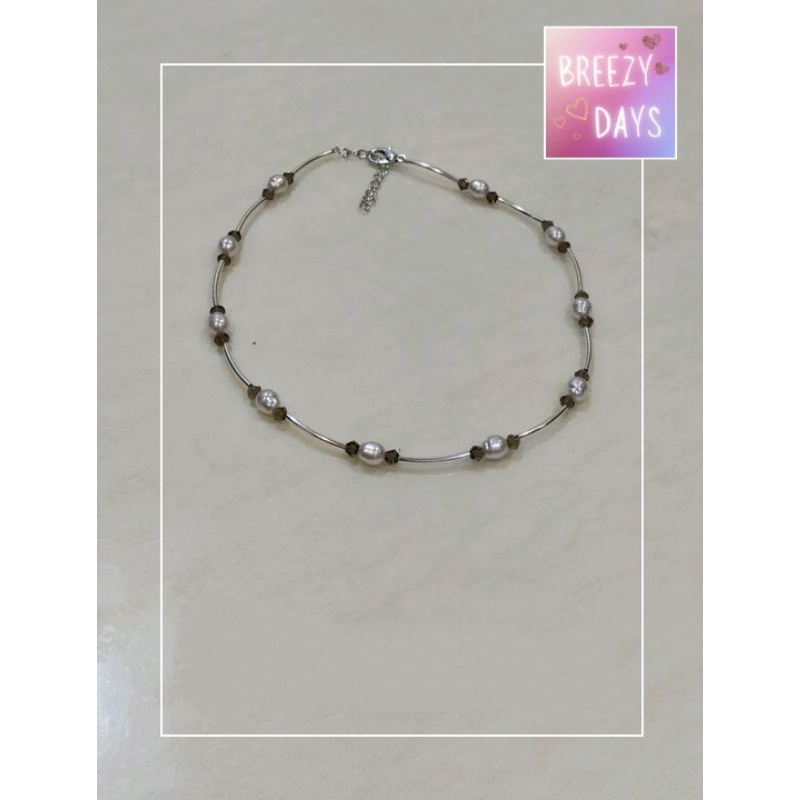 BREEZY DAYS Exclusively Handcrafted Crystal Beads & Faux Pearl Necklace 手工自制限量款水晶珠子与人造珍珠项链