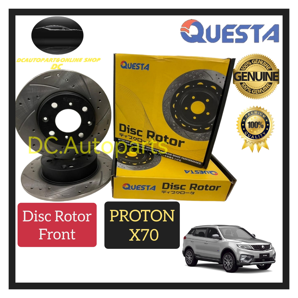 QUESTA PROTON X70 DRILLED SLOTTED SPORT BRAKE DISC ROTOR ( FRONT / REAR