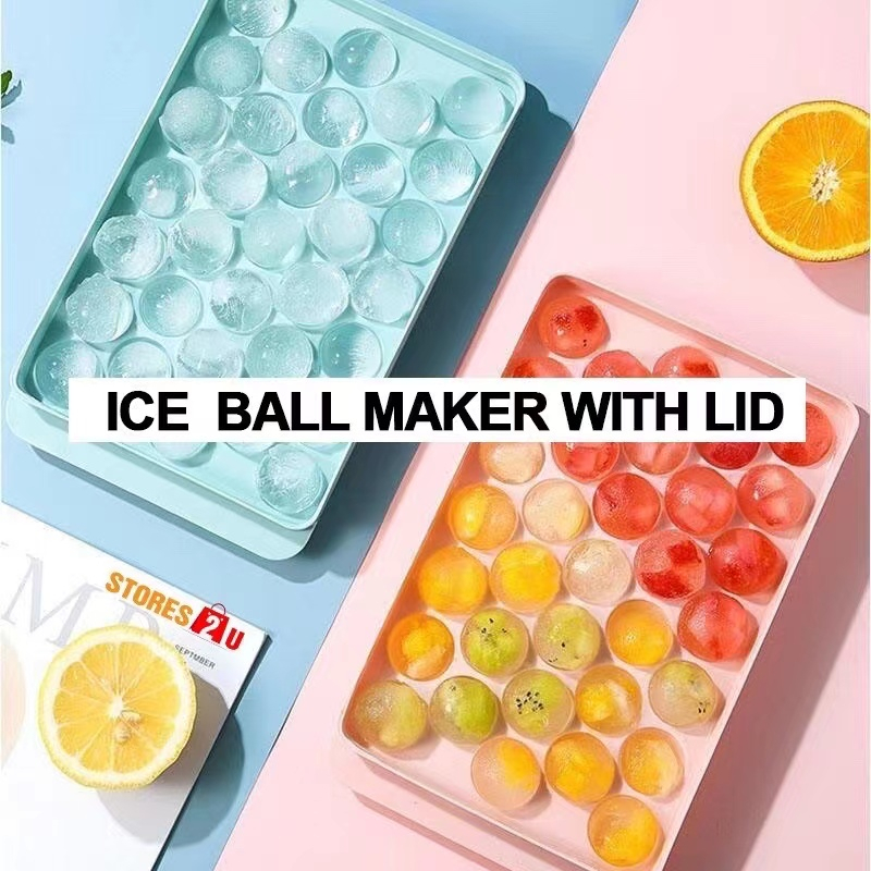 33 Grids Round Ice Cube Tray Ball Jelly Mold Maker Kitchen Party Cooking Use Freezer Acuan Ais Kiub Bulat